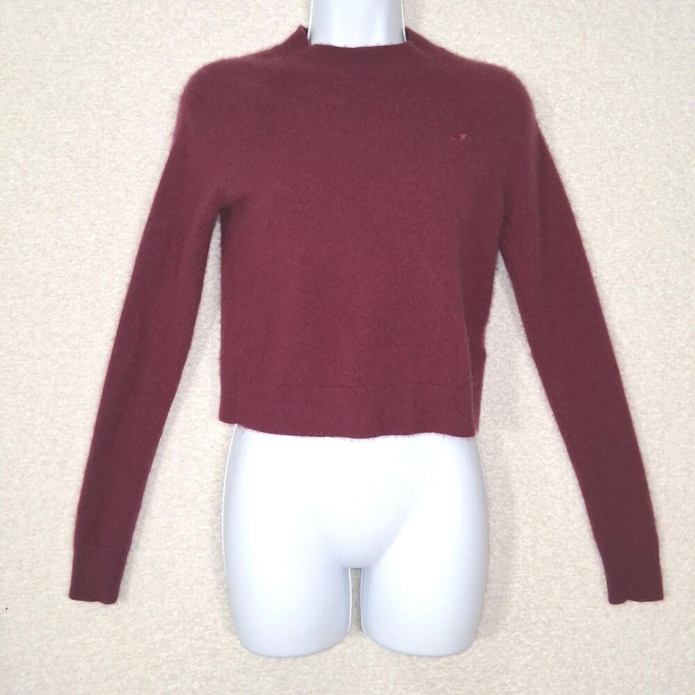 100% Cashmere Burgundy Sweater Sz Xs  Luxury Preppy Academia Twee Minimalist